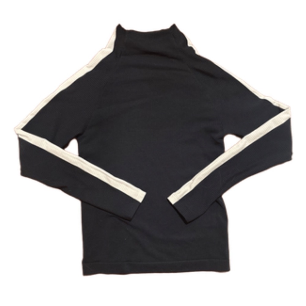 Athleta Navy Long Sleeve Top with Cream Stripes